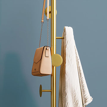 Coat Rack Brass Gold Round Hooks Entryway Freestanding Coat Hanger Marble Base